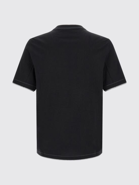 26SS 브루넬로 쿠치넬리 레이어링 코튼 저지 크루넥 티셔츠 M0B137451G CGB88 Black 1 - BRUNELLO CUCINELLI