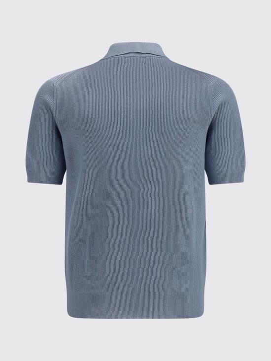 26SS 브루넬로 쿠치넬리 잉글리시 립 코튼 니트 폴로셔츠 M29400015 CB869 Lead - BRUNELLO CUCINELLI