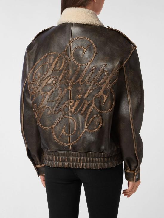 26SS 필립 플레인 가죽 자켓 FAECWLB1157PLE140F 04 Brown - PHILIPP PLEIN