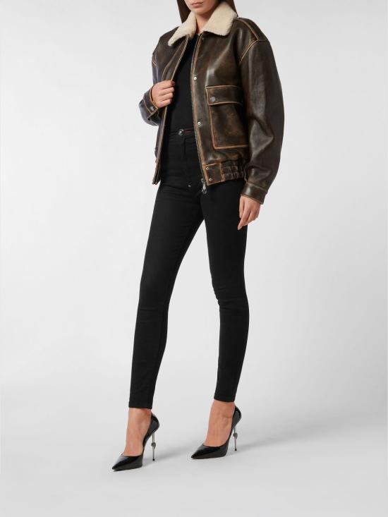 26SS 필립 플레인 가죽 자켓 FAECWLB1157PLE140F 04 Brown - PHILIPP PLEIN