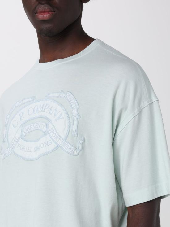 26SS 씨피 컴퍼니 20/1 저지 숏슬리브 박시 로고 티셔츠 20CMTS220A005697O 804 Blue - C.P. COMPANY