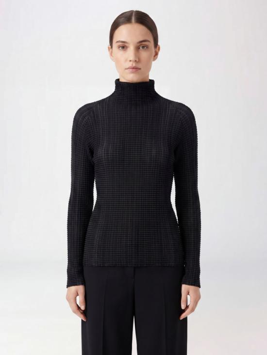 26SS 이세이 미야케 긴팔 티셔츠 IM66FJ679 15 Black - ISSEY MIYAKE