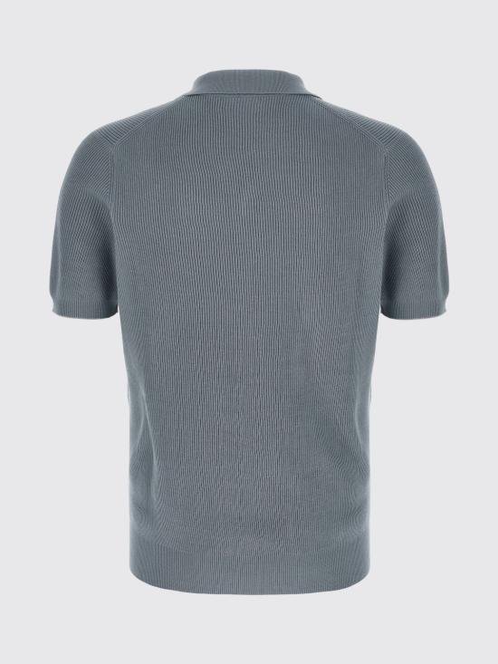 26SS 브루넬로 쿠치넬리 잉글리시 립 코튼 니트 폴로셔츠 M29400015 CMM56 Blue - BRUNELLO CUCINELLI