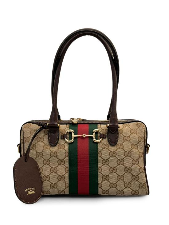 26SS 구찌 보르세토 GG 캔버스 미디엄 보스턴백 866732 FAFV9 9653 SAND DARK BROWN DOM