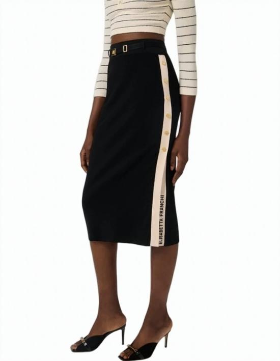26SS 엘리자베타프랜치 롱 스커트 GK27S61E2 685 Black - ELISABETTA FRANCHI