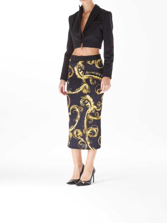  베르사체 미디 스커트 77HAE8B6JS358G89 Black - VERSACE