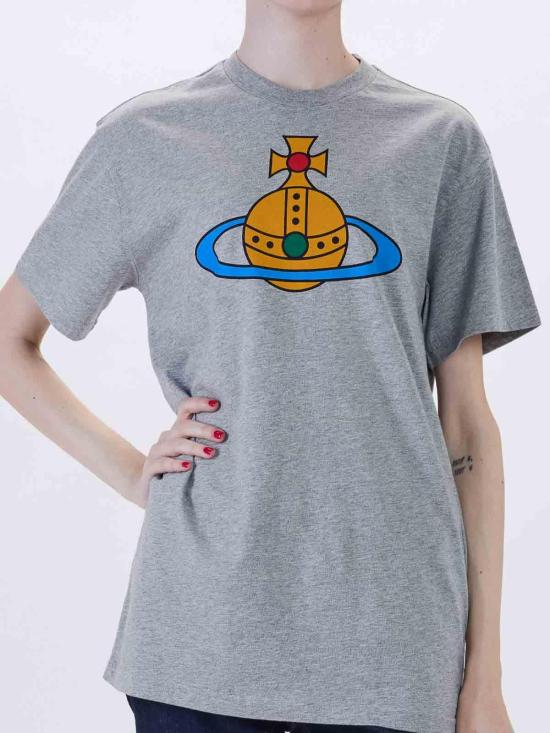 26SS 비비안웨스트우드 반팔 티셔츠 3G01004SJ001MD3G01004SJ001MD Grey - VIVIENNE WESTWOOD