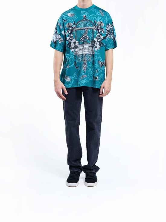 25FW 베르사체 반팔 티셔츠 79GAH6XCJS506U20 Green - VERSACE