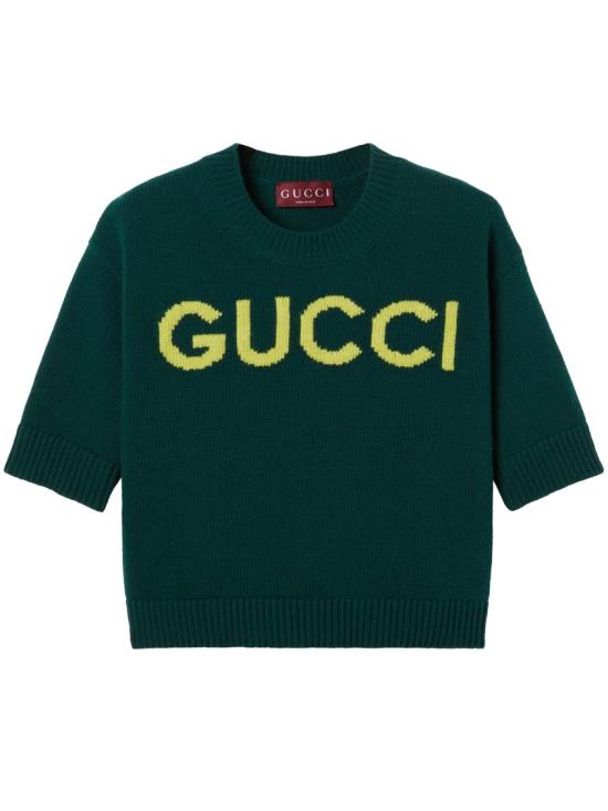 26SS 구찌 인타르시아 소프트 울 탑 851972 XKEBC Green