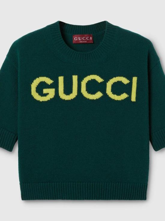 26SS 구찌 인타르시아 소프트 울 탑 851972 XKEBC Green - GUCCI