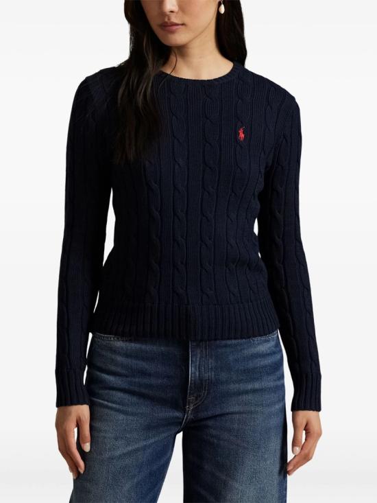 26SS 폴로 랄프로렌 포니 로고 피마코튼 케이블 니트 스웨터 211 971869 Blue - POLO RALPH LAUREN