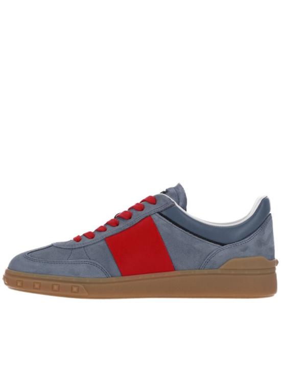 26SS 발렌티노 가라바니 크러스트 레더 나일론 업빌리지 로우 탑 스니커즈 8Y2S0H77LAL Blue - VALENTINO GARAVANI