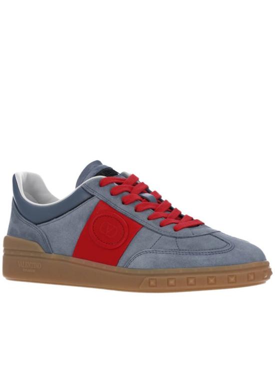 26SS 발렌티노 가라바니 크러스트 레더 나일론 업빌리지 로우 탑 스니커즈 8Y2S0H77LAL Blue - VALENTINO GARAVANI