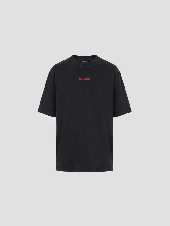 25FW 발렌시아가 백 티셔츠 미디움 핏 764235TTVJ1 8483 FDD WSHD BLCK RED