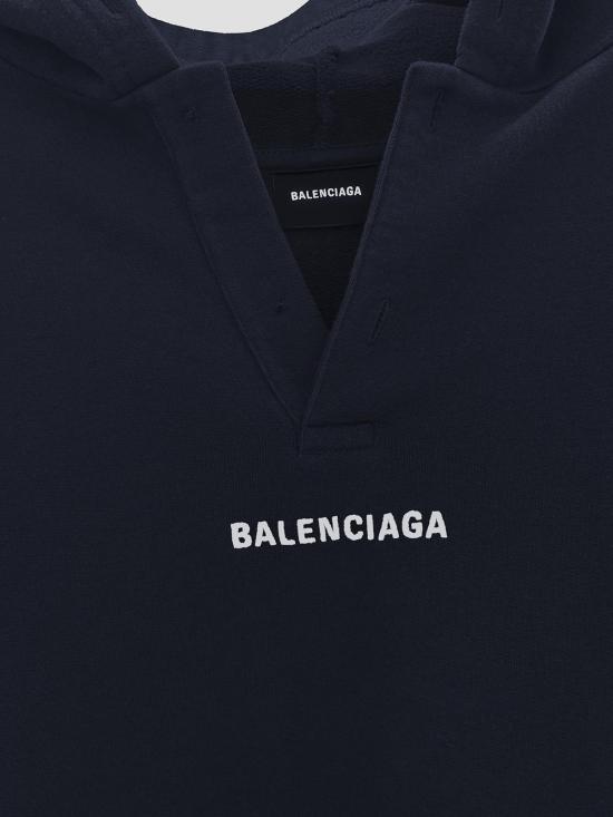 25FW 발렌시아가 백 폴로 후드 페이디드 827939TTVJ2 1569 FDD BLCK WHT - BALENCIAGA