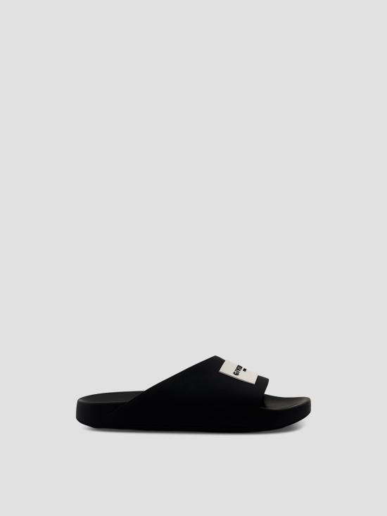26SS 지방시 러버 라벨 슬라이드 뮬 BH302MH1XL 001 BLACK