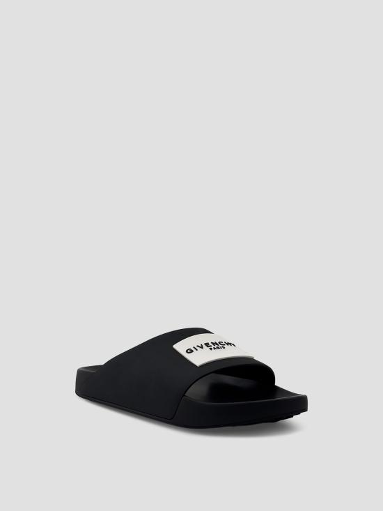 26SS 지방시 러버 라벨 슬라이드 뮬 BH302MH1XL 001 BLACK - GIVENCHY