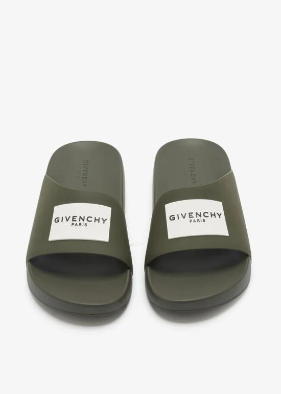 26SS 지방시 러버 라벨 슬라이드 뮬 BH302MH1XL 305 KHAKI - GIVENCHY