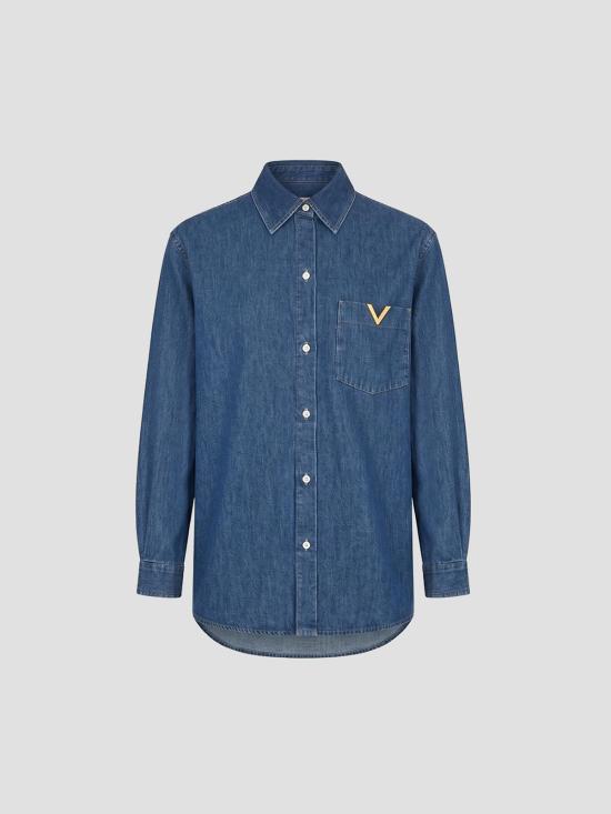 26SS 발렌티노 가라바니 데님 셔츠 8B3DB03K9YA 558 MED BLUE DENIM