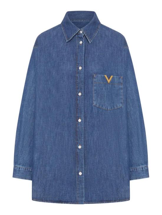 26SS 발렌티노 가라바니 데님 셔츠 8B3DB03K9YA 558 MED BLUE DENIM