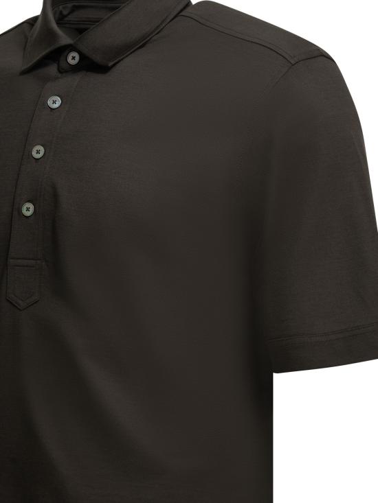 26SS 에르메네질도제냐 폴로 티셔츠 UH386A3H774M09 Brown - ERMENEGILDO ZEGNA