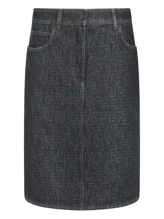 26SS 펜디 FF 데님 스커트 스커트 FLQ604 AW82 Blue