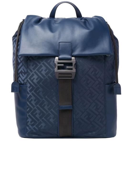 26SS 펜디 플럭스 레더 FF 나일론 백팩 7VZ090 AVC6 Blue