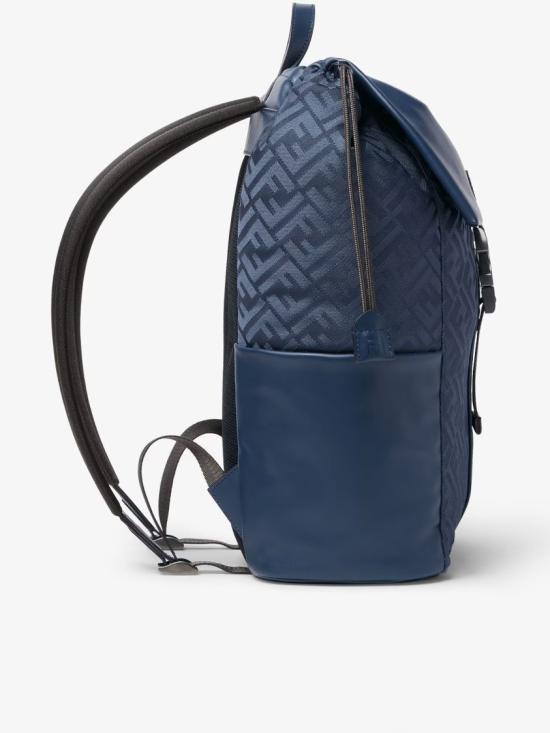 26SS 펜디 플럭스 레더 FF 나일론 백팩 7VZ090 AVC6 Blue - FENDI