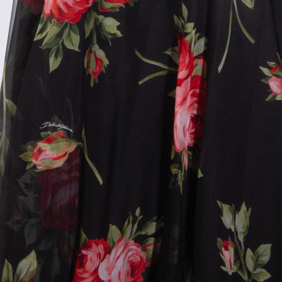 26SS 돌체앤가바나 로즈 부케 프린트 쉬폰 서클 스커트 F4CSOT IS11FHN5ZN ROSE F DO NERO - DOLCE & GABBANA