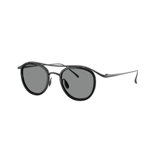 26SS 조르지오 아르마니 선글라스 0Ar6179t 더블 브릿지 디자인의 둥근 블랙 티타늄 - GIORGIO ARMANI