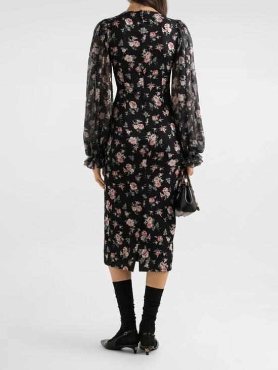 26SS 돌체앤가바나 빈티지 로즈 프린트 샤무스 드레스 F611DT FSA8C Multicolor - DOLCE & GABBANA