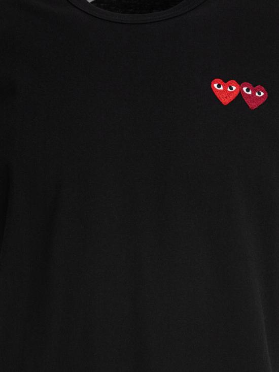 26SS 꼼데가르송 더블하트 와펜 반팔티 AXT2260511BLACK - COMME DES GARCONS