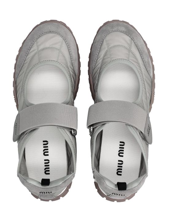 26FW 미우미우 타이어 테크니컬 패브릭 앤 스웨이드 발레리나 5F416ED7C F0424 GREY - MIU MIU