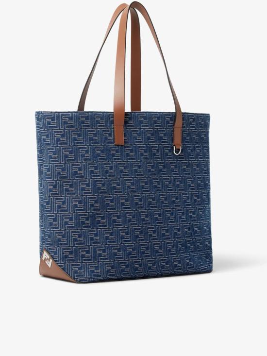  펜디 FF 패브릭 미디움 쇼핑백 7VA657 AUGO Blue - FENDI