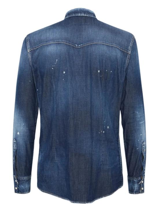 25FW 디스퀘어드2 패션 디스트레스드 웨스턴 셔츠 S74DM0935 S30341 Blue - DSQUARED2