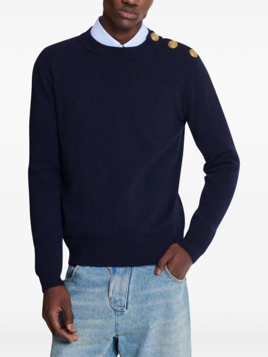  발망 스웨터 FH1KD010 KI87 Blue - BALMAIN