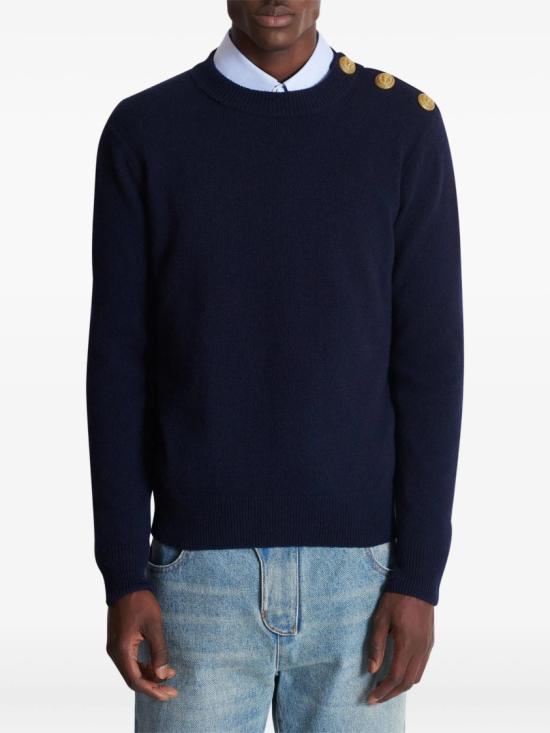  발망 스웨터 FH1KD010 KI87 Blue - BALMAIN