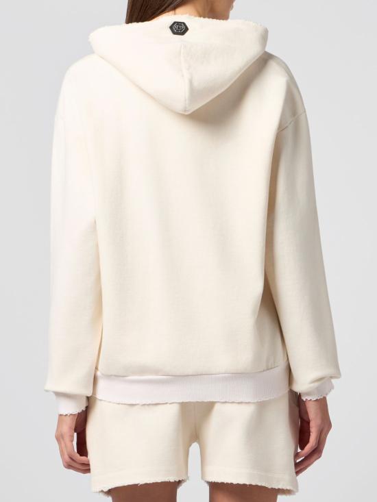 26SS 필립 플레인 후드 티셔츠 PAFCWJB1948PTE180N 01OF White - PHILIPP PLEIN