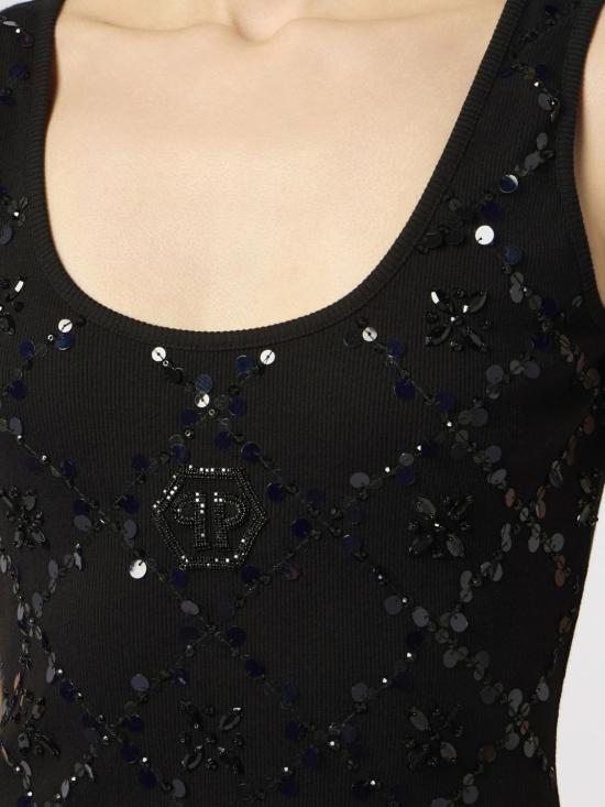 26SS 필립 플레인 숏 원피스 PAFCWTK3877PJY002N 02 Black - PHILIPP PLEIN