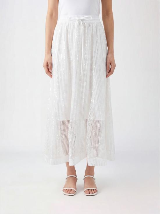 26SS 메이메이즈 롱 스커트 M6PDD1 791 White