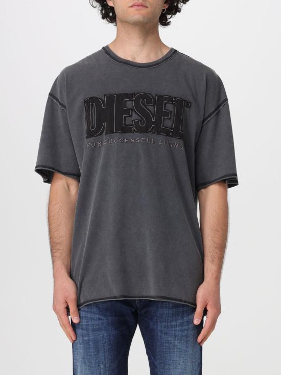 26SS 디젤 appliqué logo and raw edge 티셔츠 A210410KMAH 9XX Black