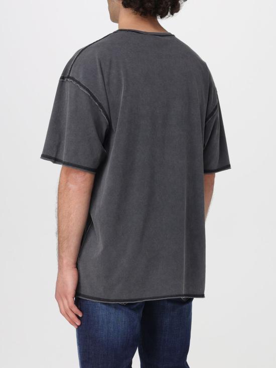26SS 디젤 appliqué logo and raw edge 티셔츠 A210410KMAH 9XX Black - DIESEL