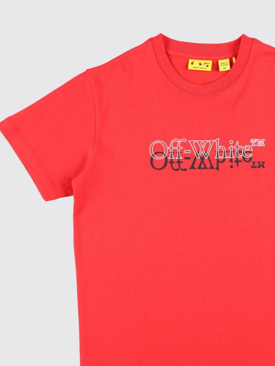 26SS [키즈] 오프화이트 티셔츠 OBAA002S26JER001 600 Red - OFF WHITE