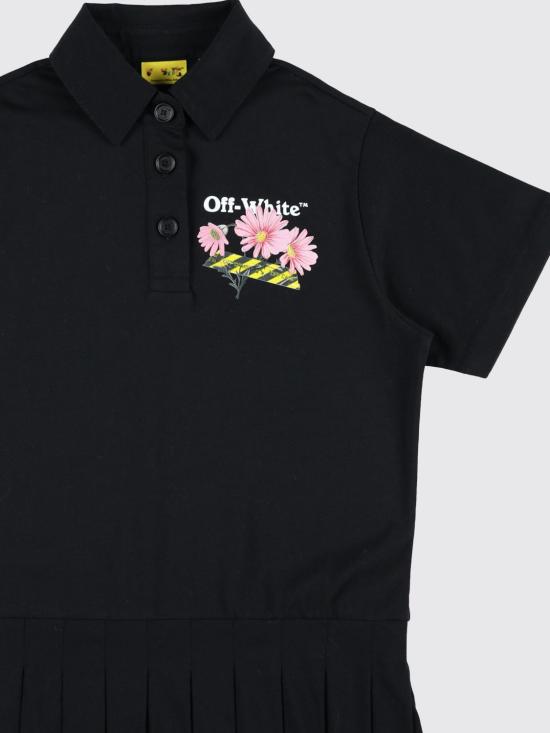 26SS [키즈] 오프화이트 원피스 OGDH007S26JER001 001 Black - OFF WHITE