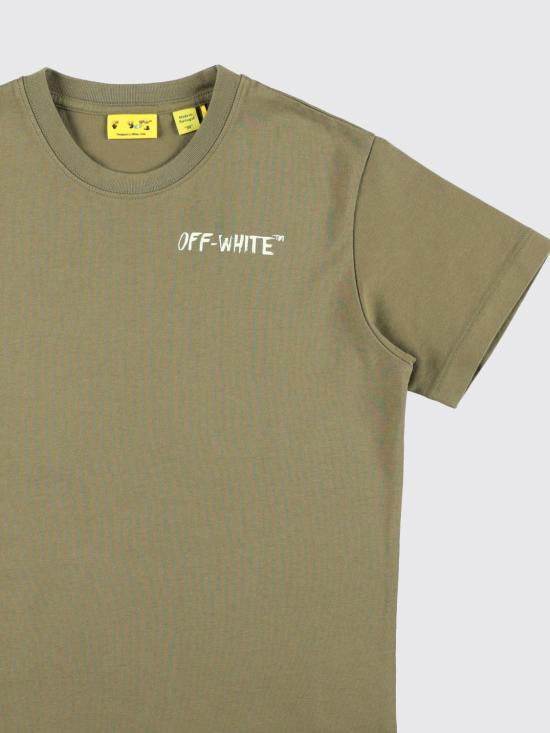 26SS [키즈] 오프화이트 티셔츠 OBAA002S26JER005 311 Green - OFF WHITE