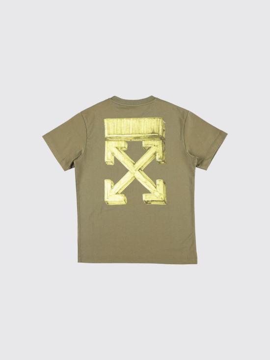 26SS [키즈] 오프화이트 티셔츠 OBAA002S26JER005 311 Green - OFF WHITE