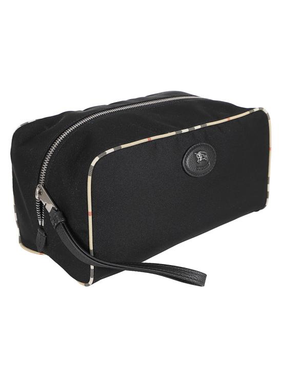 26SS 버버리 라지 체크 트리밍 트래블 파우치 8123542 A1336 Black - BURBERRY