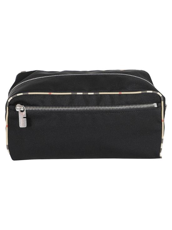 26SS 버버리 라지 체크 트리밍 트래블 파우치 8123542 A1336 Black - BURBERRY