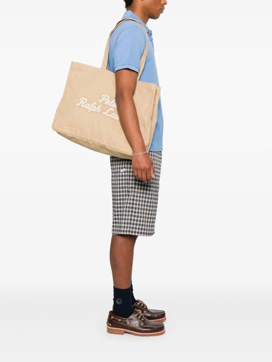 26SS 폴로 랄프로렌 로고 자수 토트백 405962436002 CLA TAN DOM - POLO RALPH LAUREN