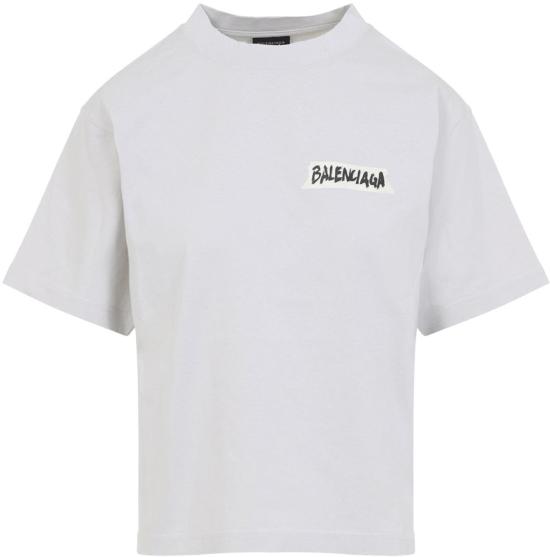 26SS 발렌시아가 마스킹 테이프 티셔츠 850990TTVL69012DIRTYWHITE DIVERS